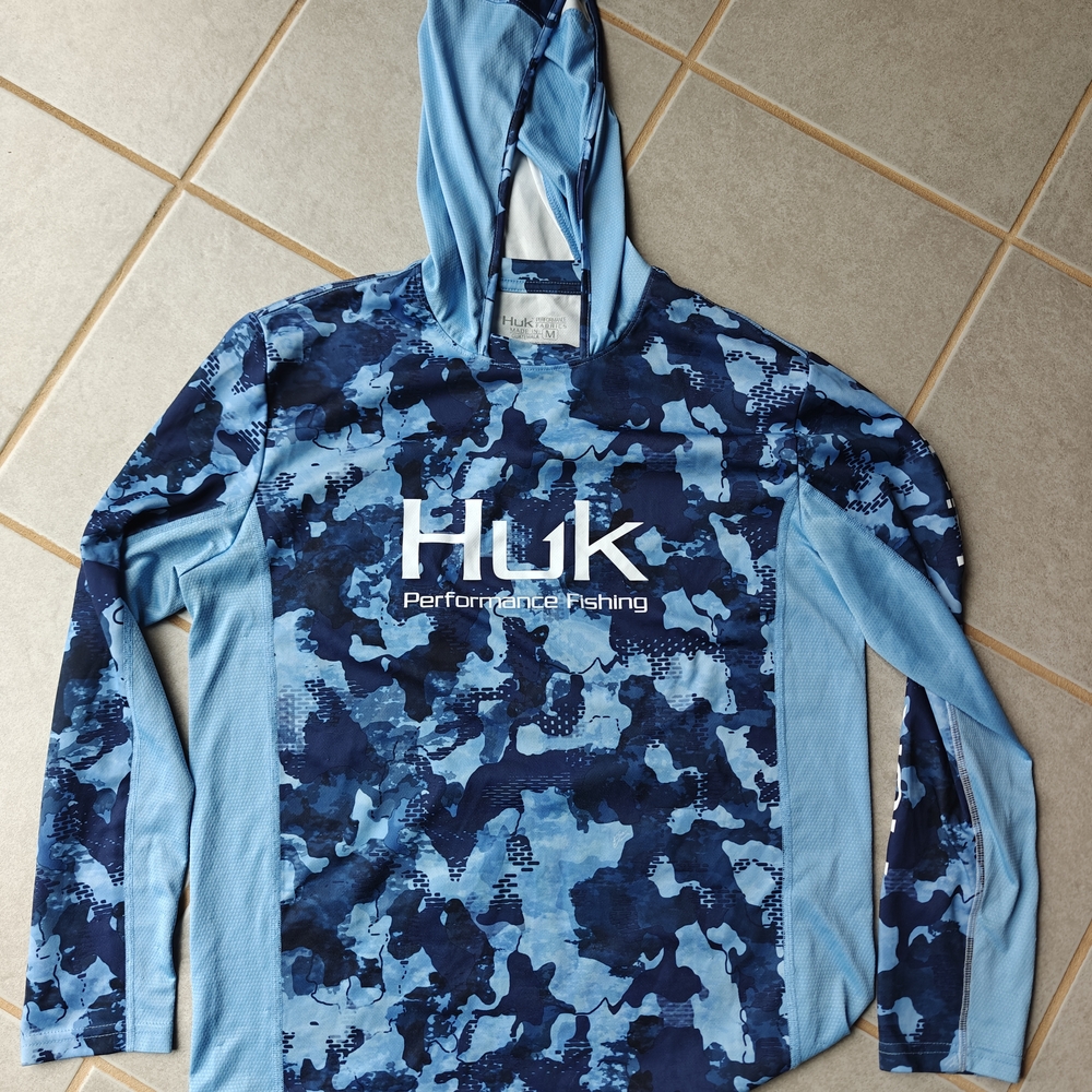 Huk Blue Camo Performance Fishing Hoodie